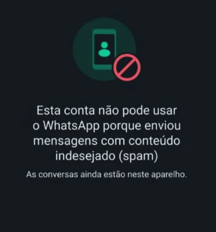 print conta do whatsapp bloqueada por spam